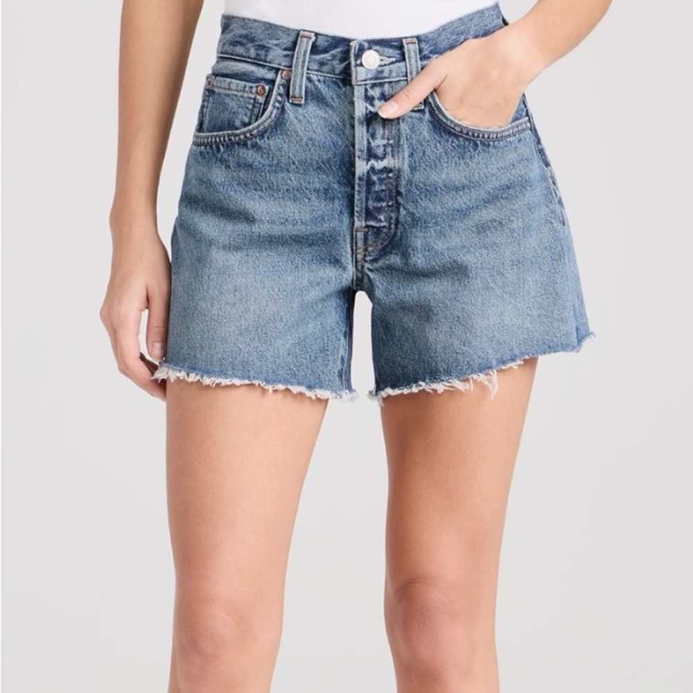Agolde Parker Long Vintage Shorts in Skywave